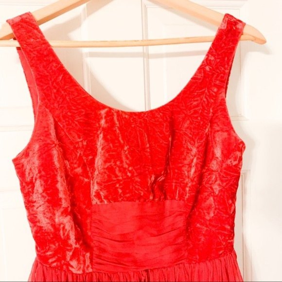 Free People Hot Red Velvet Cocktail/Party Dress-B1 - Picture 5 of 8